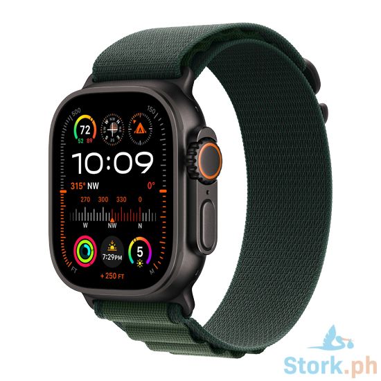 Picture of Apple Watch Ultra 2 GPS + Cellular 49mm Black Titanium Case with Dark Green Alpine Loop - Medium