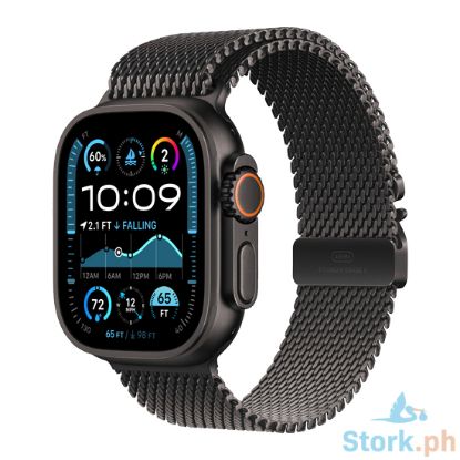 Picture of Apple Watch Ultra 2 GPS + Cellular 49mm Black Titanium Case with Black Titanium Milanese Loop - M