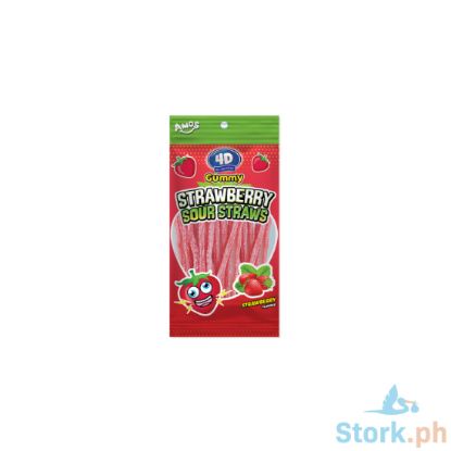 Picture of 4D Gummy Strawberry Sour Straws 100G