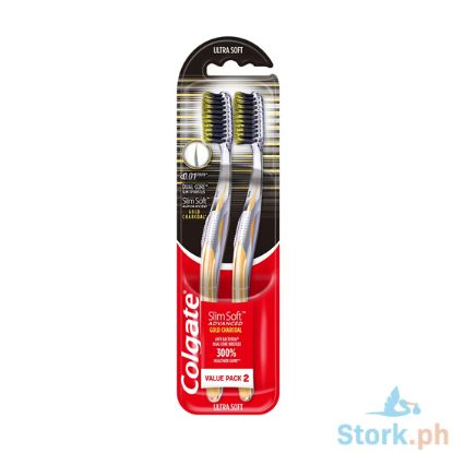 Picture of Colgate Charcoal Toothbrush Slim Soft Advanced Gold Twinpack