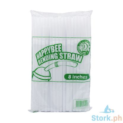 Picture of Happybee Bending Straw 8" White 50s With Wrap