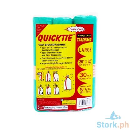 Picture of Quicktie Heavy Duty Trash Bag Green Large