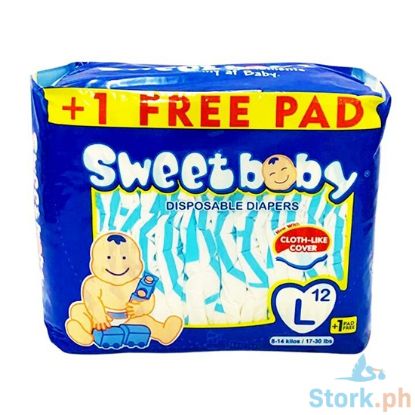 Picture of Sweet Baby Disposable Diapers Large 8-14kg (17-30lbs) 12+1 Pads