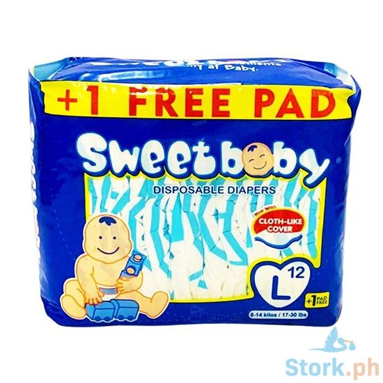 Picture of Sweet Baby Disposable Diapers Large 8-14kg (17-30lbs) 12+1 Pads