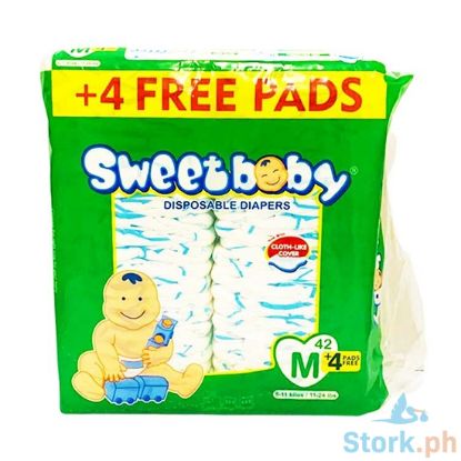 Picture of Sweet Baby Disposable Diapers Medium 5-11kg (11-24lbs) 42+4 Pads