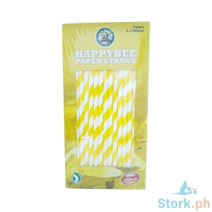 Picture of HappyBee Paper Straws Yellow 6x200mm Approx. 50 Pieces