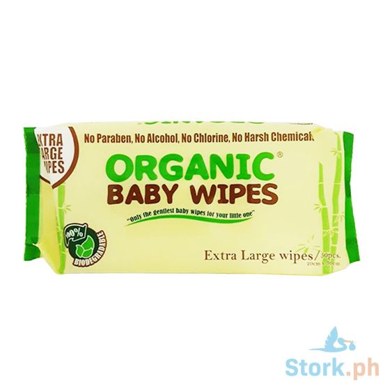 Picture of Organic Baby Wipes Extra Large Wipes 30 Pieces