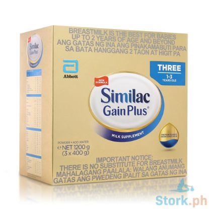 Picture of Similac Gain Plus Milk Supplement Three 1-3 Years Old (3 Packs x 400g) 1200g