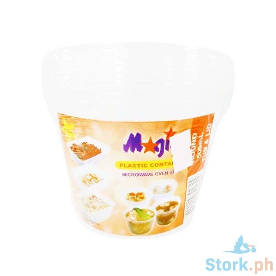 Picture of Magic Plastic Container Round Tub & Lid 500mL 5 Pieces