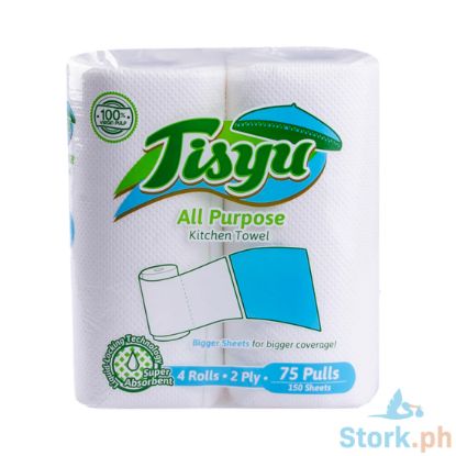 Picture of Tisyu All Purpose Kitchen Towel 4 Rolls 2-Ply 75 Pulls 150 Sheets
