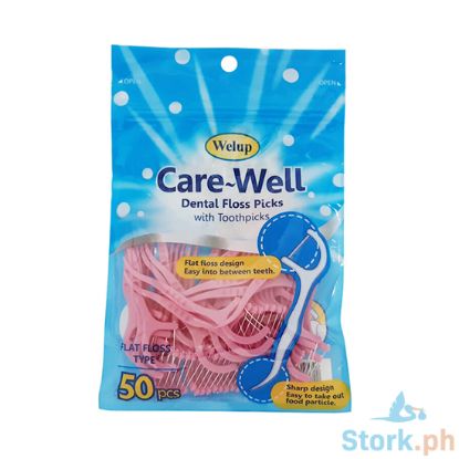 Picture of Welup Care Well Dental Floss Picks with Toothpicks Flat Floss Type 50 Pieces
