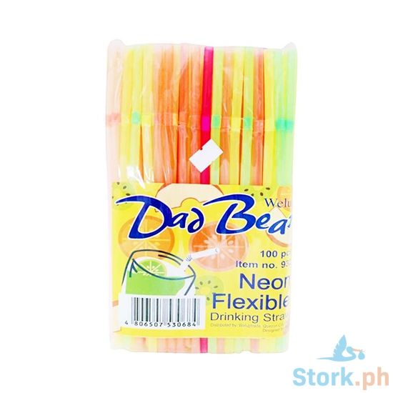 Picture of Welup Dad Bear Neon Flexible Drinking Straw 100pcs