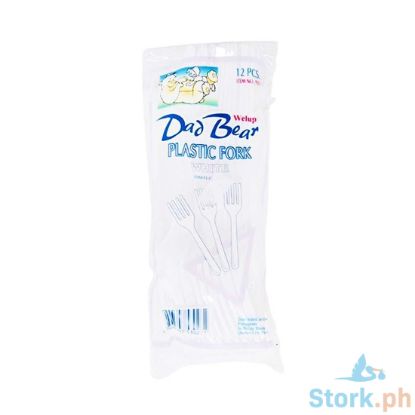 Picture of Welup Dad Bear Plastic Fork White 12 Pieces